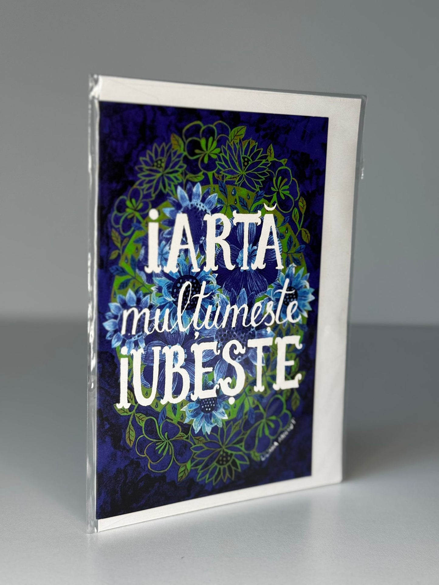 Felicitare ilustrată pentru momente speciale cu mesaj: „Iartă, mulțumește, iubește”
