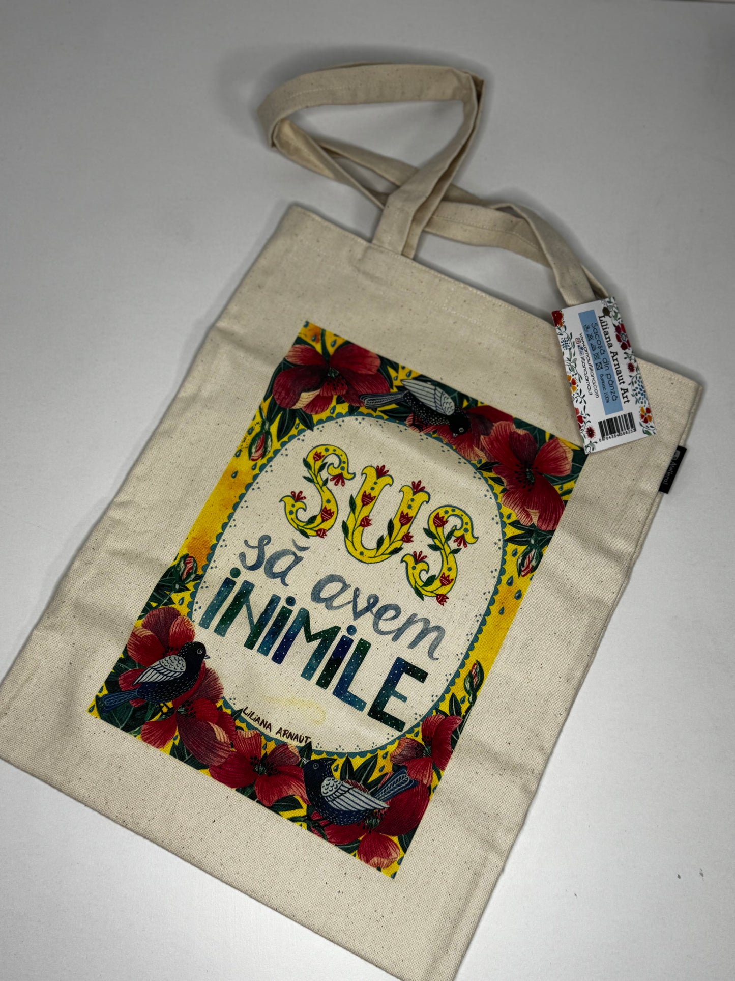 Traistă din bumbac „Sus să avem inimile”