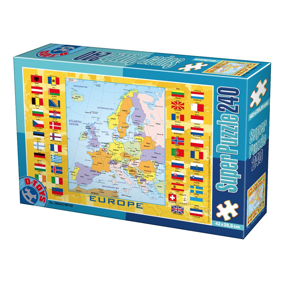 Super Puzzle Europe, 240 piese, D-Toys