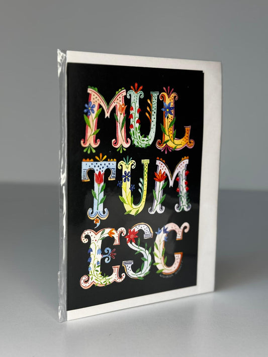 Felicitare ilustrată pentru momente speciale cu mesaj: „Mulțumesc”