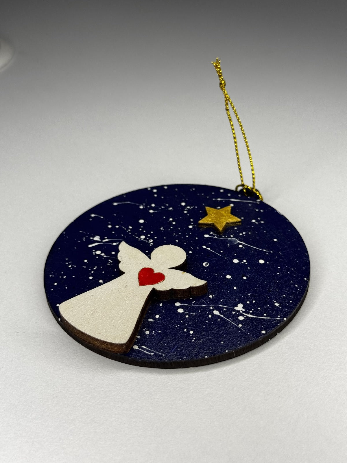 Decorațiune pom înger pictat cu stea. Handmade