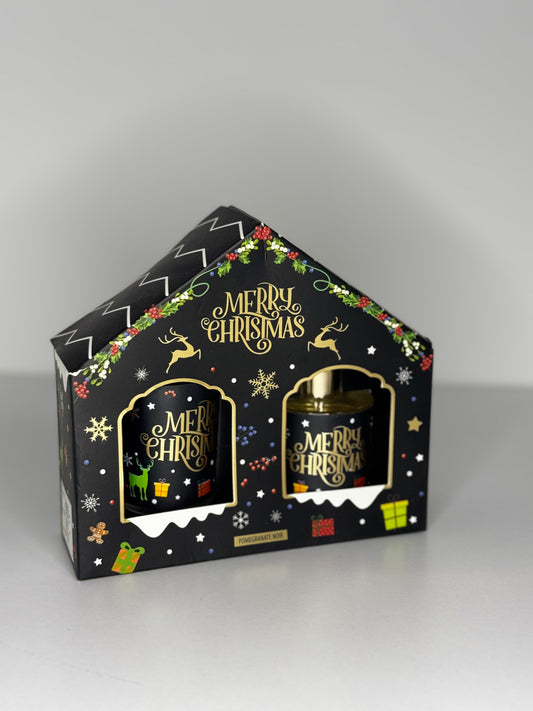 Set lumânare și odorizant de cameră cu aromă de Crăciun